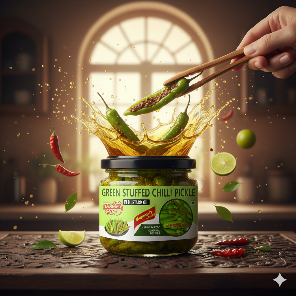 Mummy's Choice  Green Chilli Stuffed Pickle 300g - Image 2
