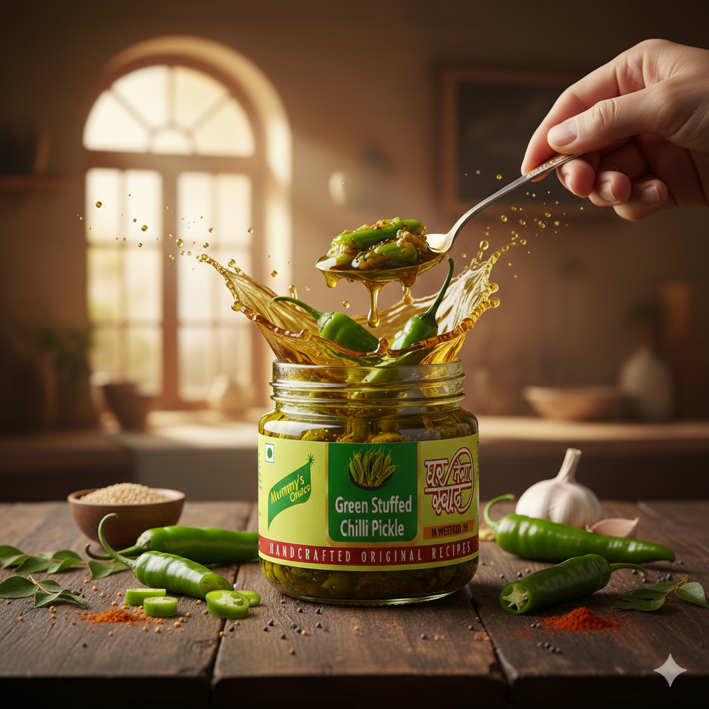 Mummy's Choice  Green Chilli Stuffed Pickle 200g - Image 2