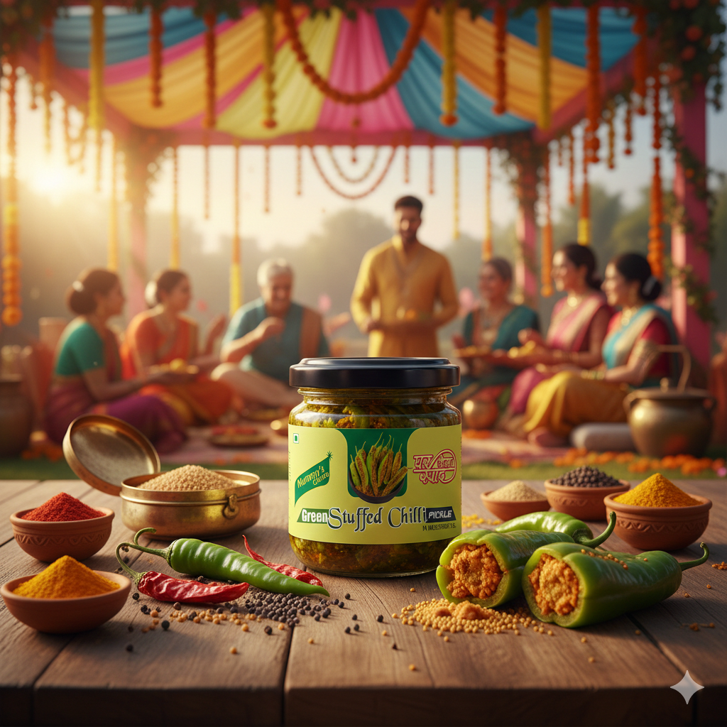 Mummy's Choice  Green Chilli Stuffed Pickle 250g - Image 2