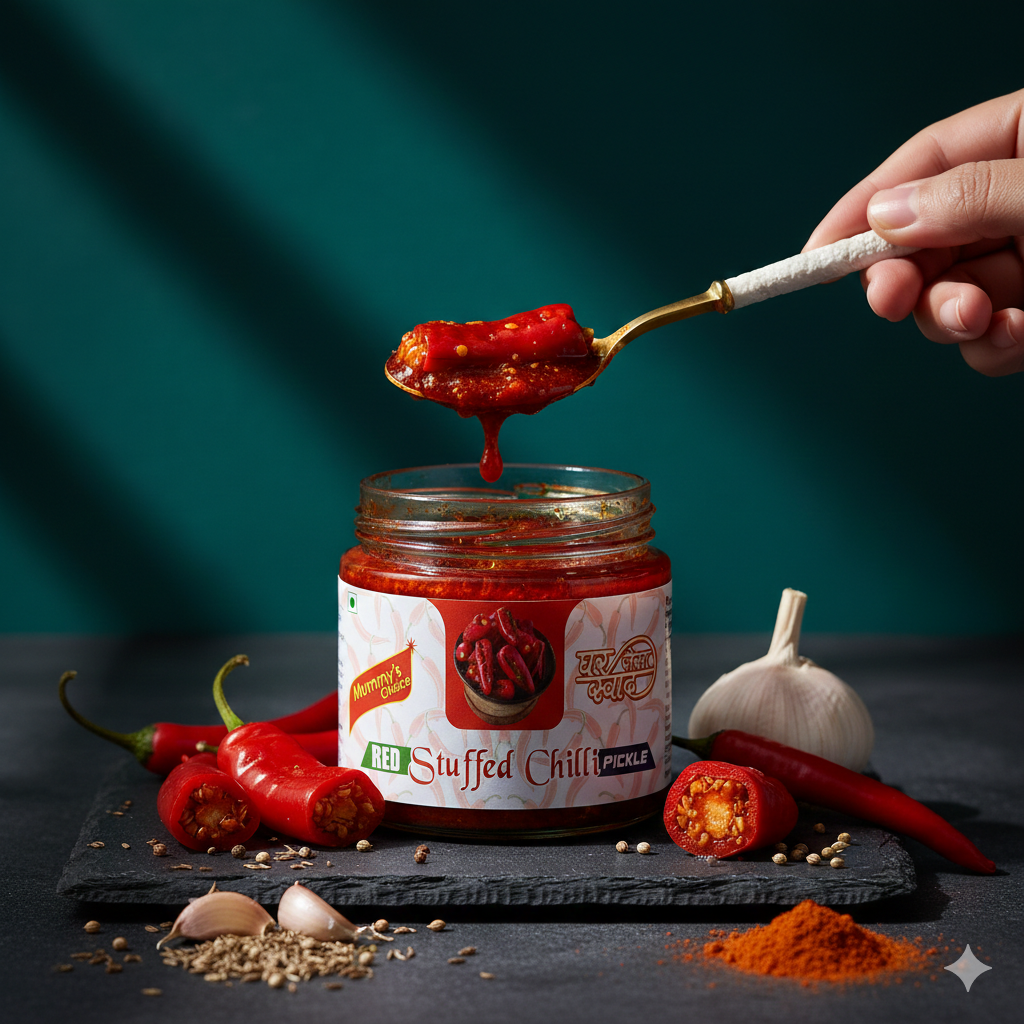 Mummy's Choice  Red Stuffed Chilli Pickle 250g