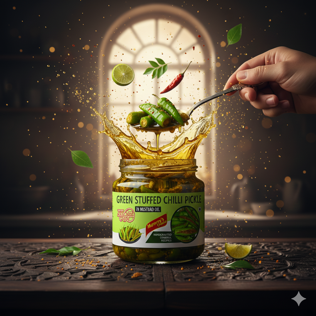 Mummy's Choice  Green Chilli Stuffed Pickle 300g - Image 3