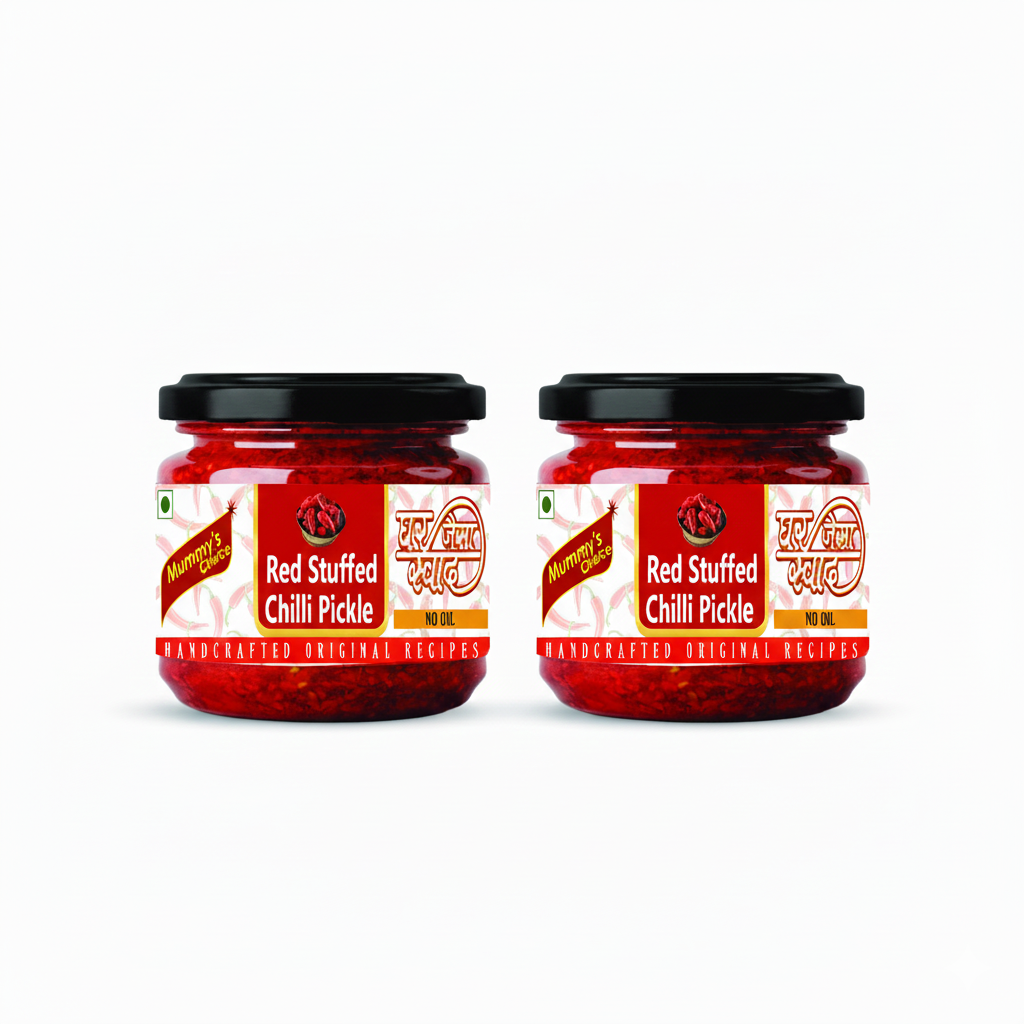 Mummy's Choice  Red Stuffed Chilli Pickle 200g